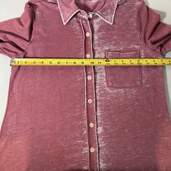 Soft Surroundings Burnout Faded High Low Button Down Tunic Collar Purple Women M - Picture 5 of 8